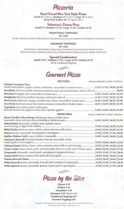 valentino's pizza ledyard ct menu